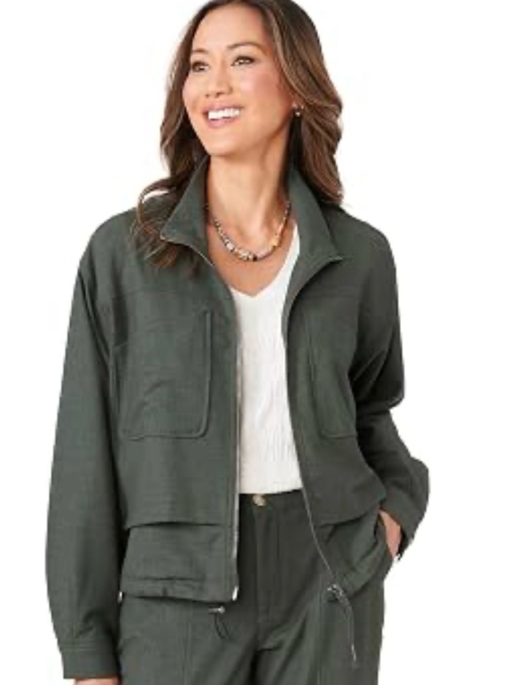 Democracy Olive Green Utility Zip Jacket